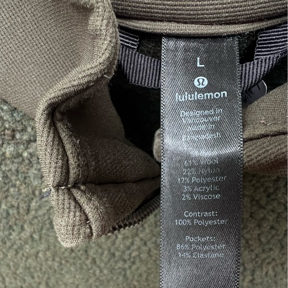 Lululemon Tundra Trek 1/2 Zip Heathered Dark Olive large l jacket sherpa fleece - Picture 10 of 12
